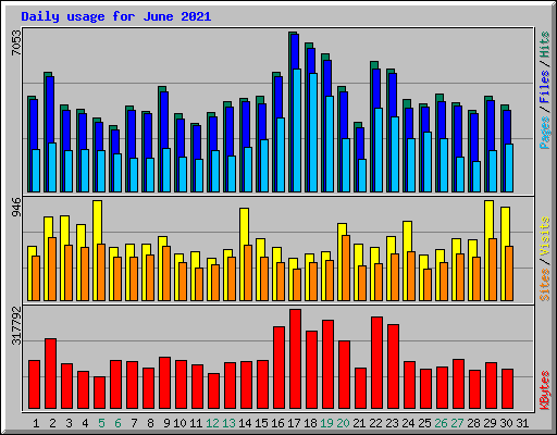 Daily usage for June 2021