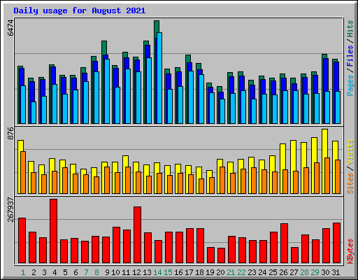 Daily usage for August 2021