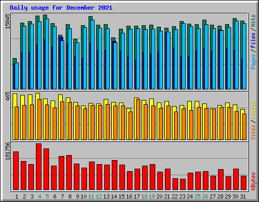 Daily usage for December 2021