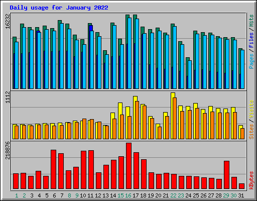 Daily usage for January 2022