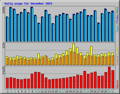 Daily usage for December 2023