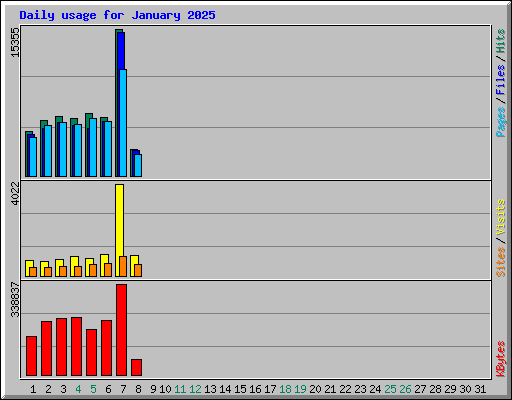 Daily usage for January 2025